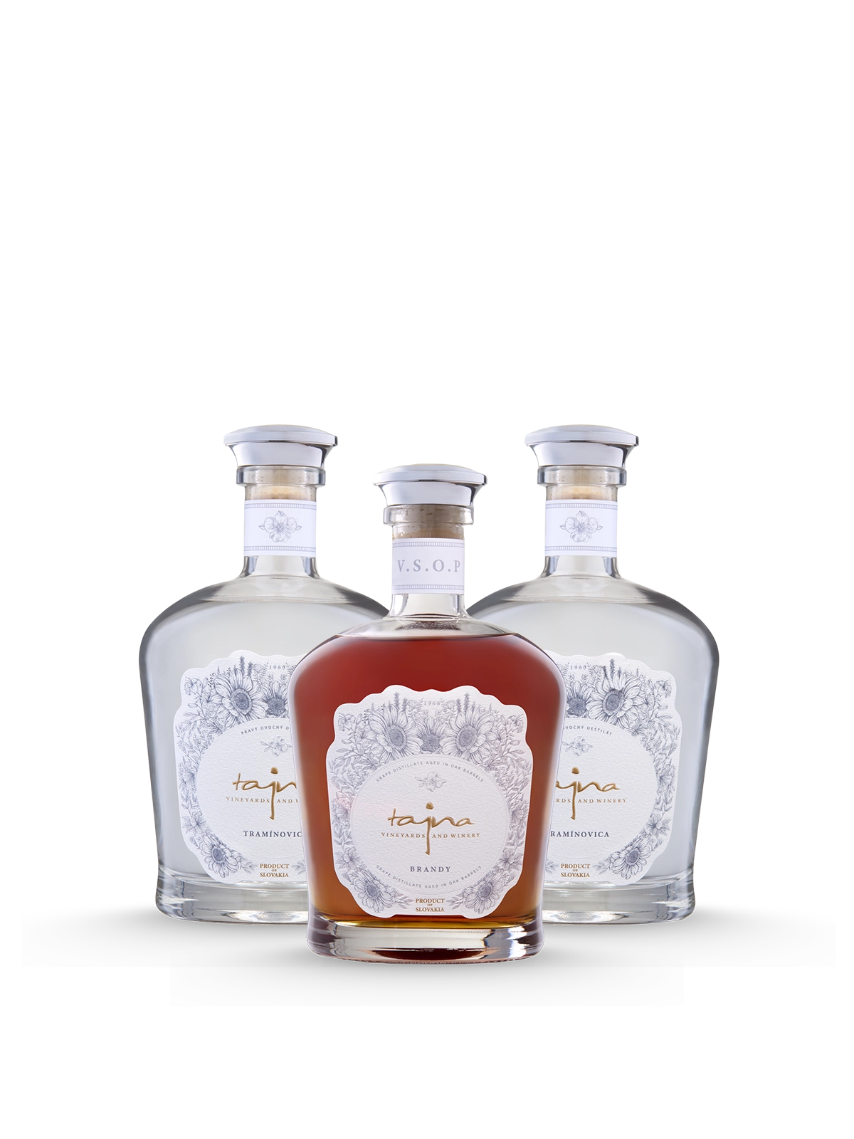 Set destilátov z vinárstva TAJNA, slovenské Brandy, Tramínovica