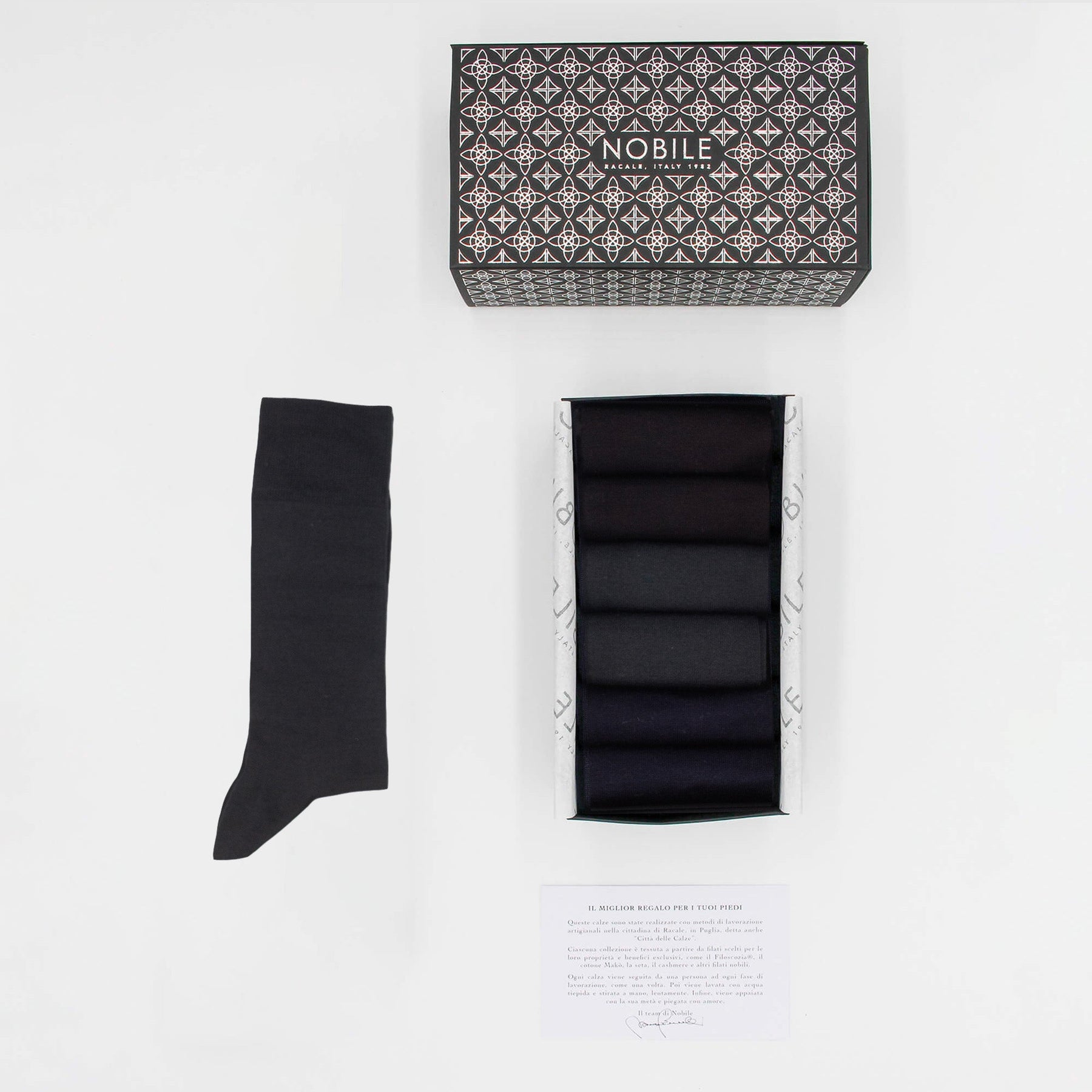 Boîte de Chaussettes Courtes en Chiffon en Soie de Murier Pur - 2 x Bleu/2 x Noir/2 x Anthracite