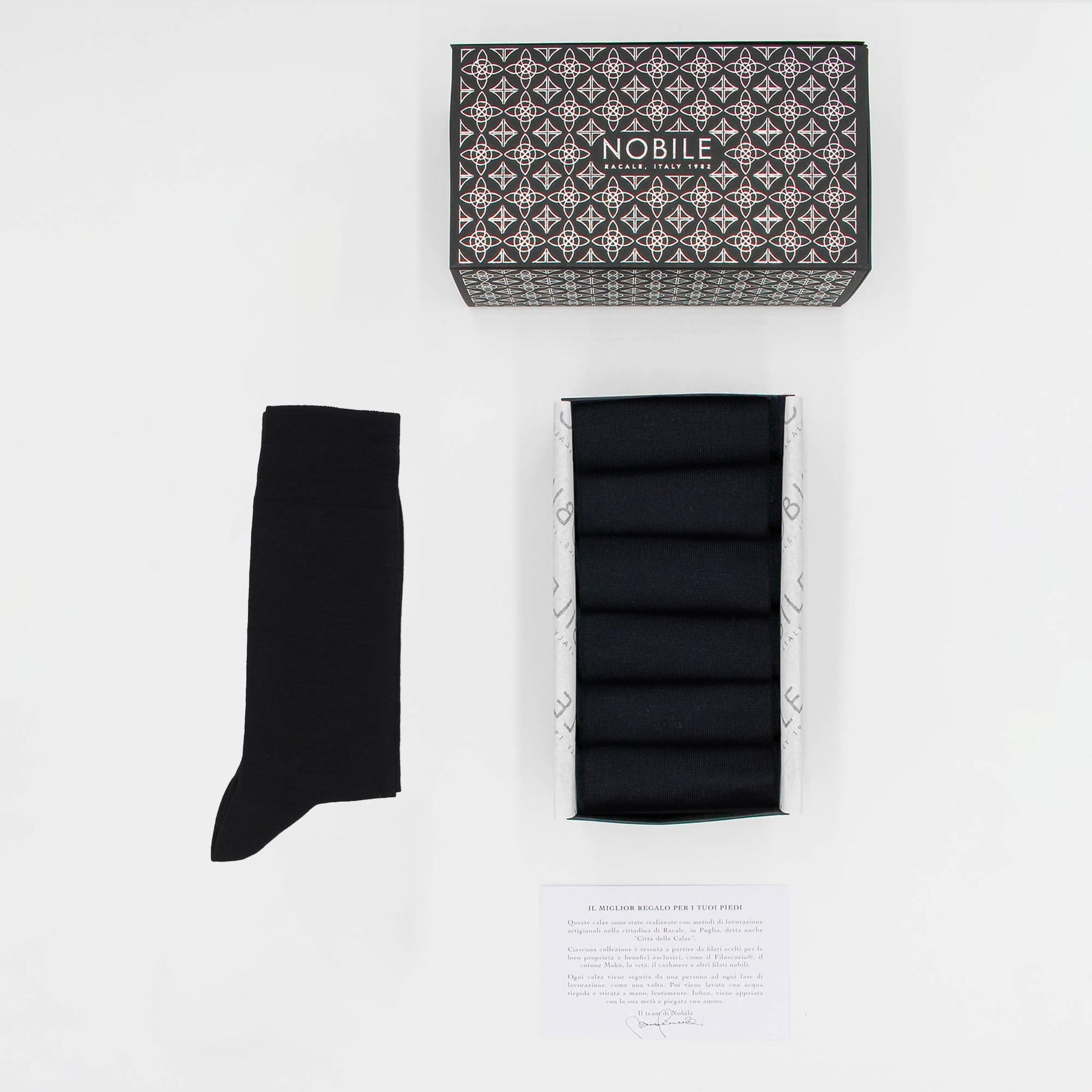 Boîte de Chaussettes Courtes en Soie de Murier Pure - 6 Paires Noires