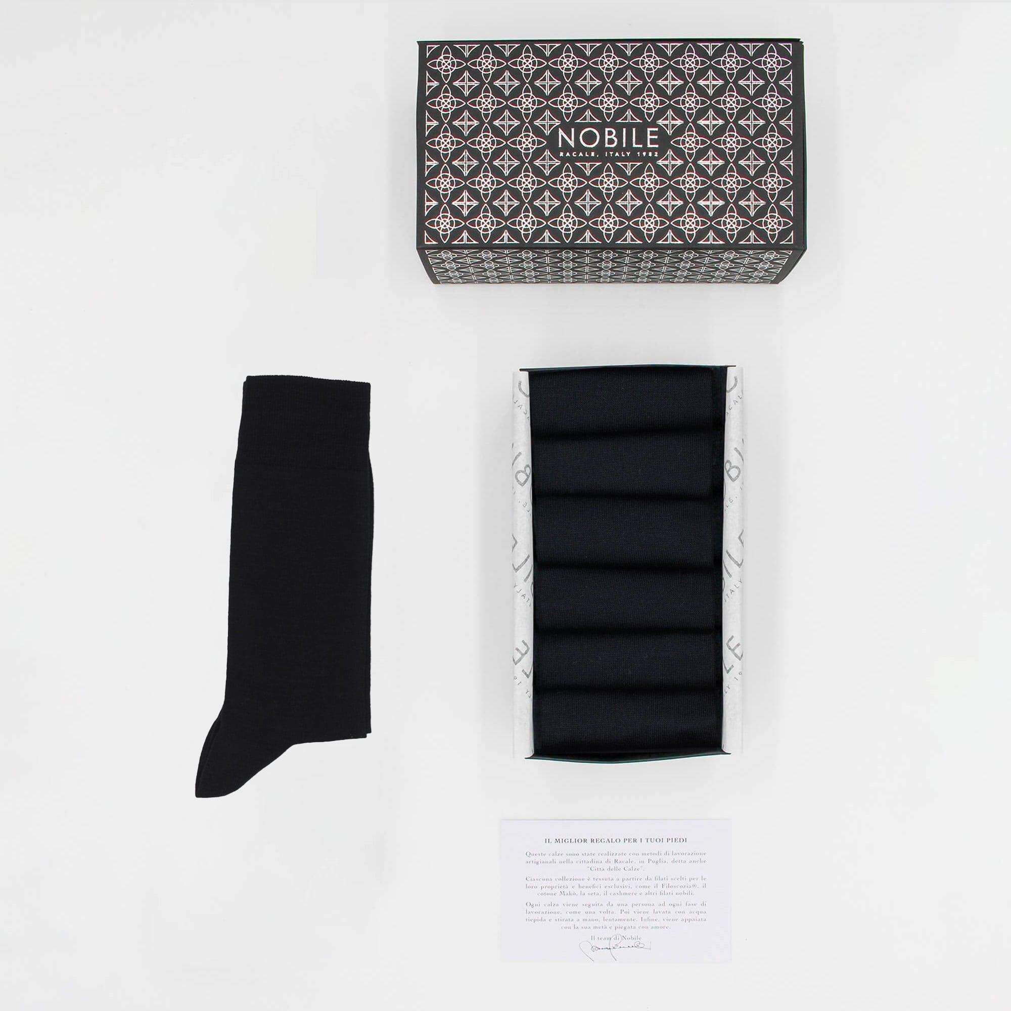 Boîte de Chaussettes Courtes en Soie de Murier Pure - 6 Paires Noires