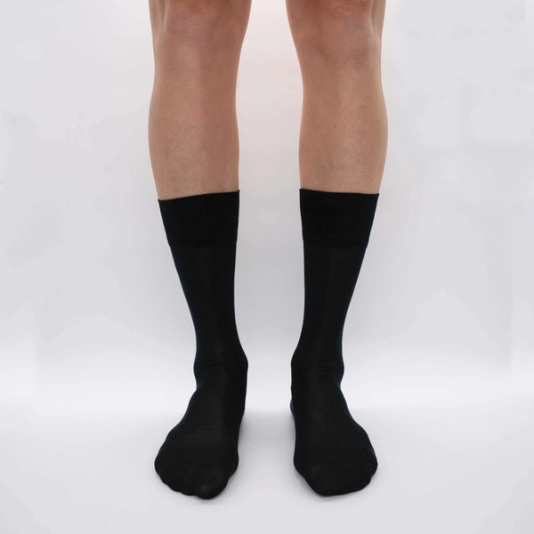 Box Short Chiffon Socks in Pure Mulberry Silk - 6 Pairs Black