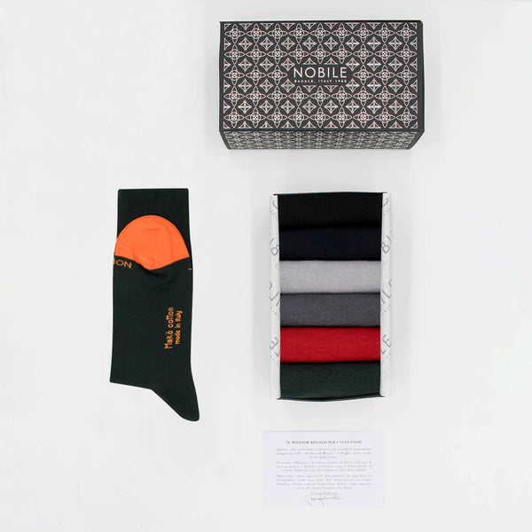 Smart Casual - Box of 6 Short Socks in Makò Cotton
