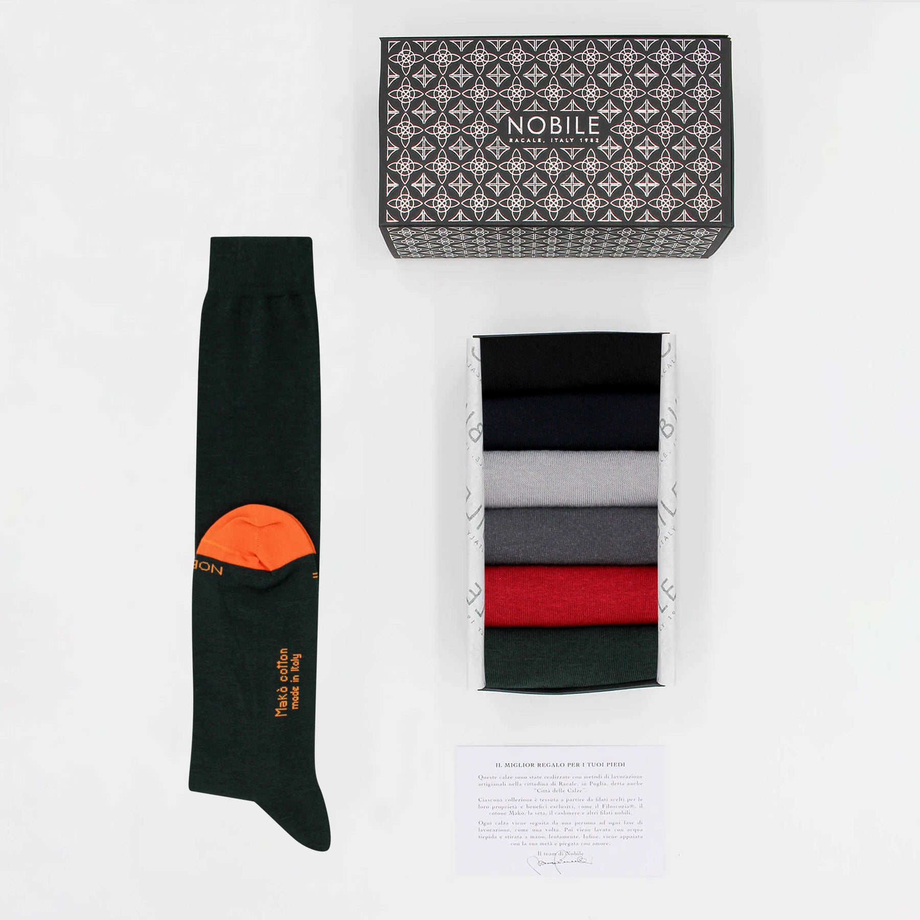 Smart Casual - Box of 6 Long Socks in Makò Cotton