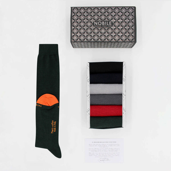 Smart Casual - Box of 6 Long Socks in Makò Cotton