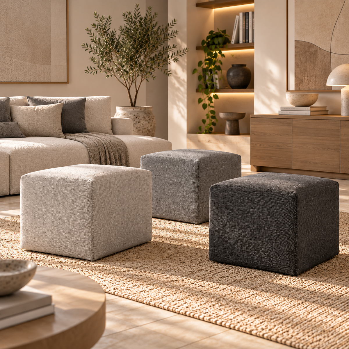 DADO TEX 35, Cotton Footstool with Zip 35x35 h35