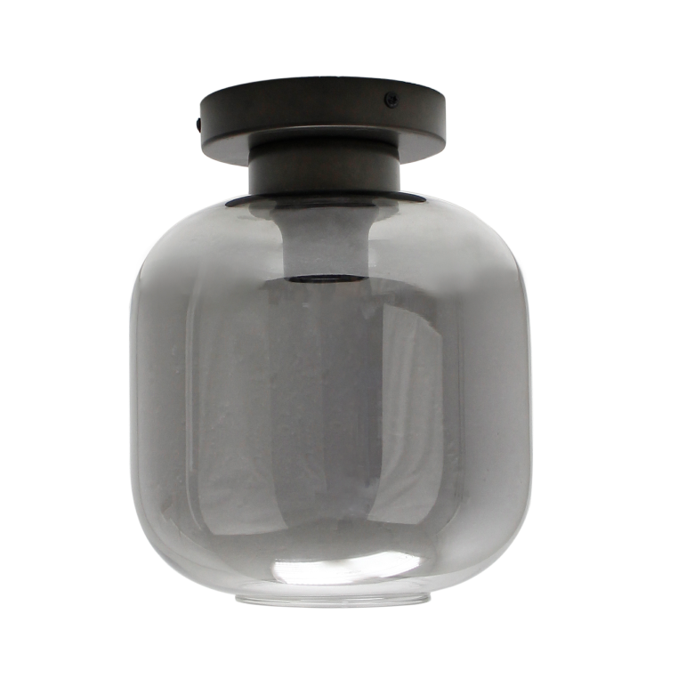 Runde Chericoni Specchio Deckenlampe, schwarz, Glas, Ø21 cm, 1-flammig, ideal für Flur und Wohnzimmer.