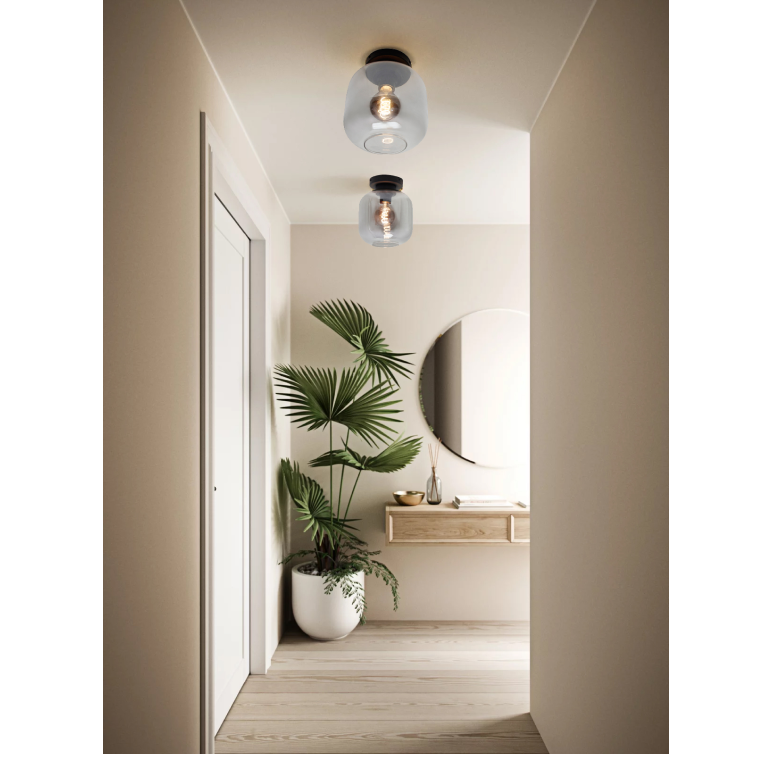 Schwarze Glas-Deckenleuchte Chericoni Specchio, Ø21 cm, einflammig, stilvolles Design für jedes Interieur.