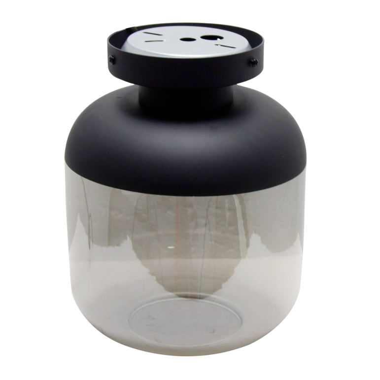 Specchio Opaco Deckenleuchte, schwarzes Glas, 1-flammig, Ø21 cm, moderne Lichtquelle für Wohnbereiche.