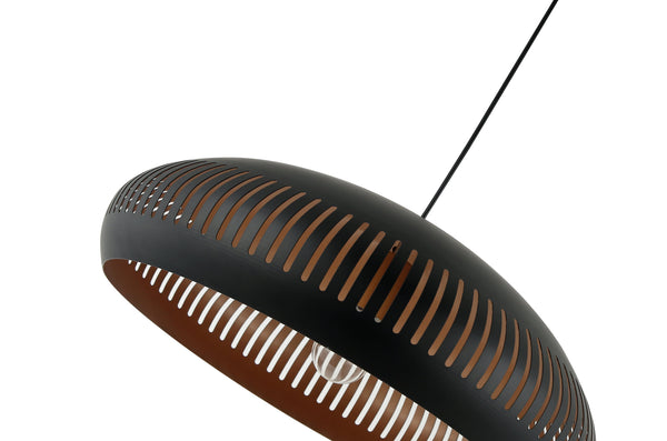 Strakke Chericoni Strisce hanglamp in zwart, Ø52 cm, met E27 fitting, voor een minimalistische uitstraling.