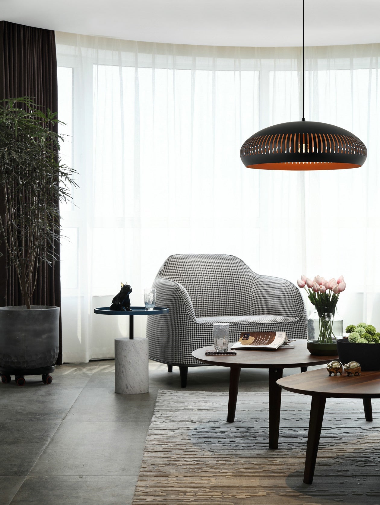 Zwarte Chericoni Strisce hanglamp, Ø52 cm, met E27 fitting, ideaal voor moderne en sfeervolle verlichting.