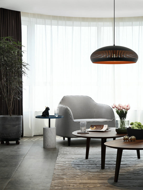 Zwarte Chericoni Strisce hanglamp, Ø52 cm, met E27 fitting, ideaal voor moderne en sfeervolle verlichting.