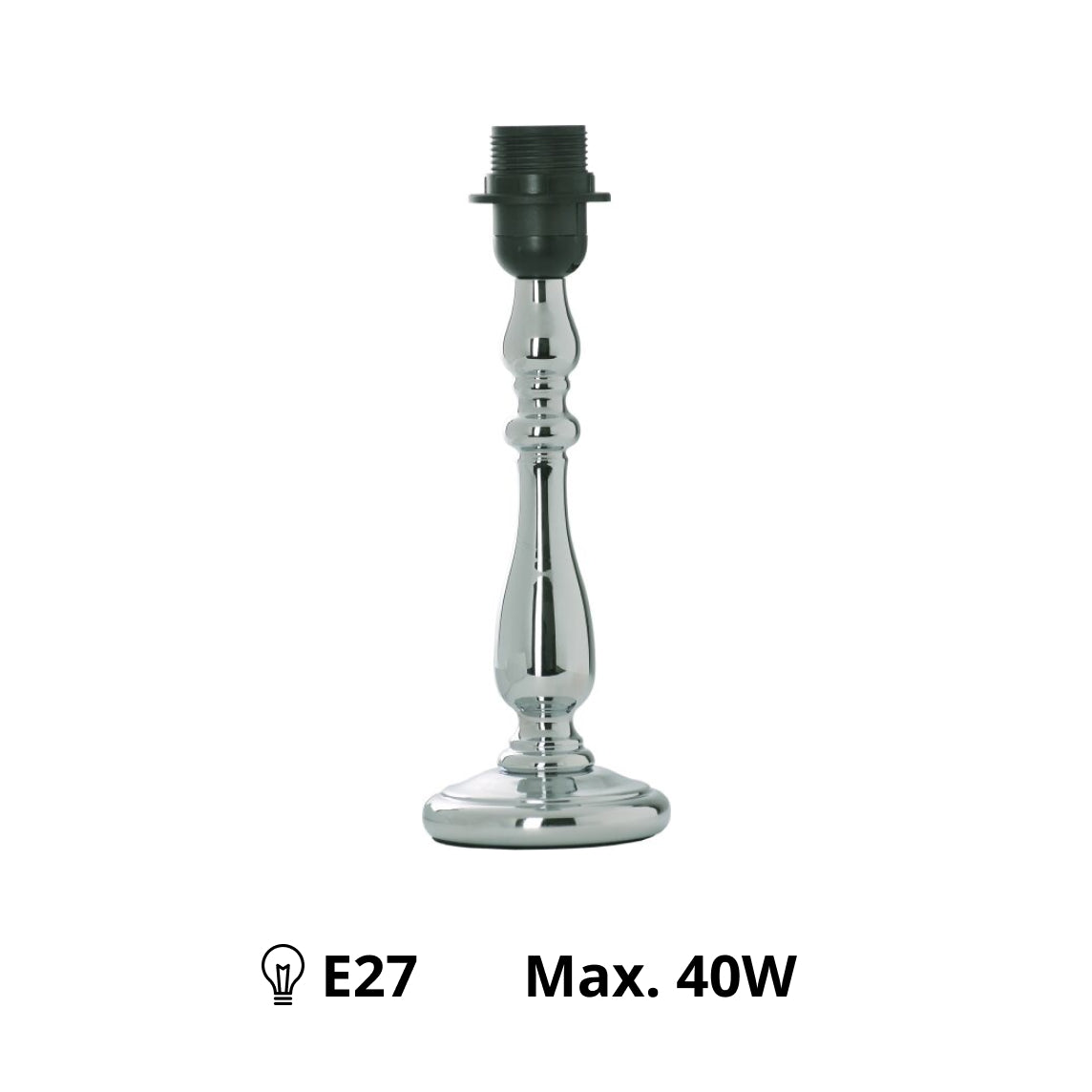 Various Metal Lamp Base Nickel – Timeless Design at 29 cm Height with E27 Socket