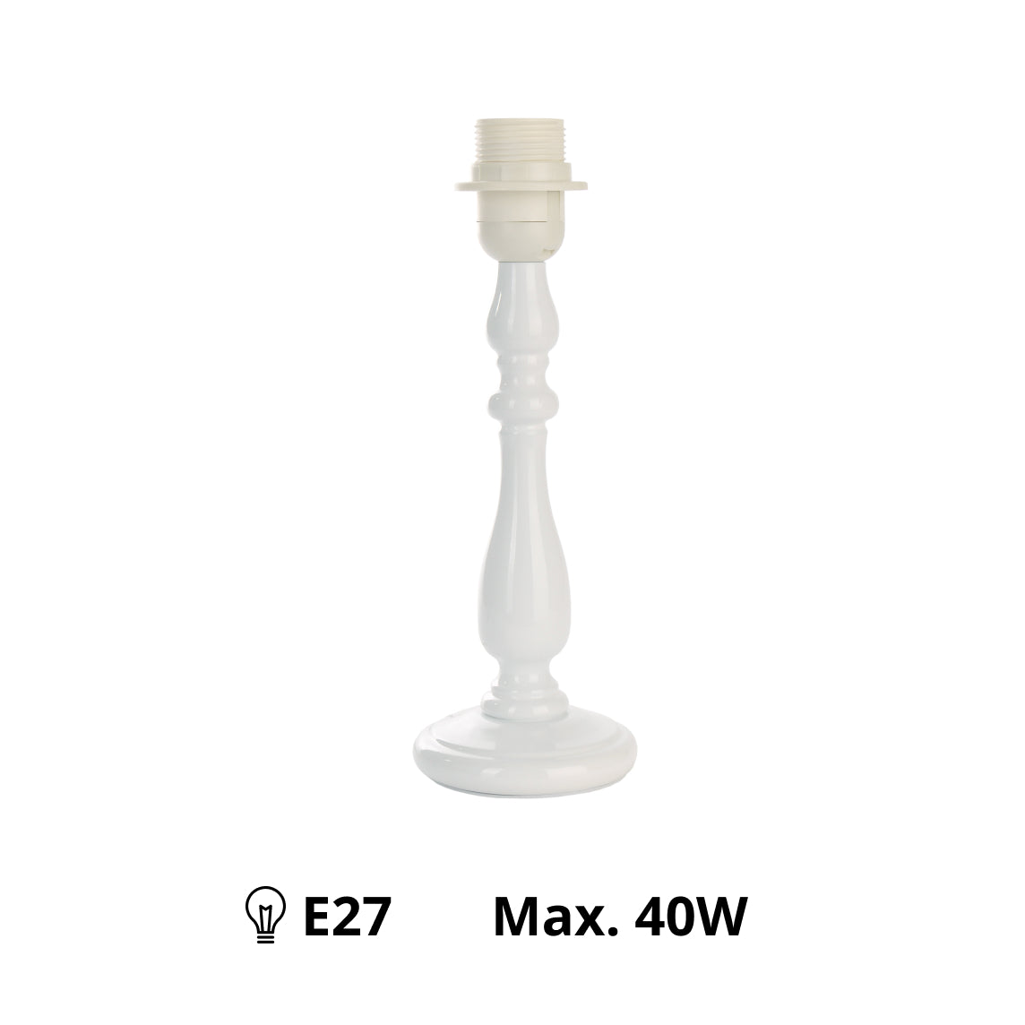 Various Metal Lamp Base White – Classic Design at 29 cm Height with E27 Socket