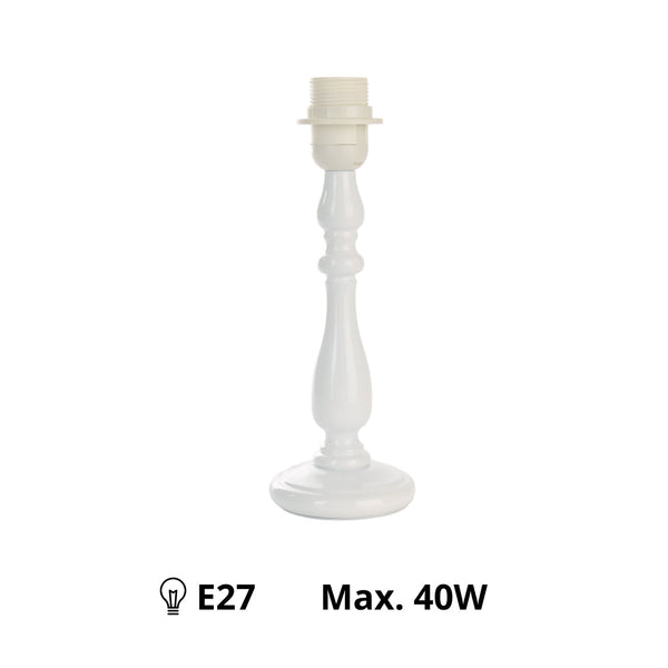 Various Metal Lamp Base White – Classic Design at 29 cm Height with E27 Socket