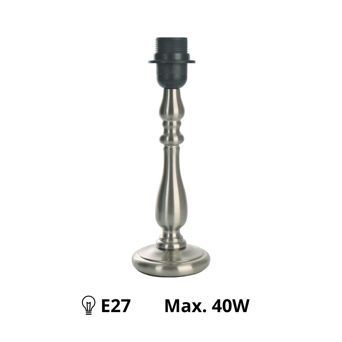 Base Lampada Vari - Nichel Opaco - 29 cm di altezza - Metallo - E27