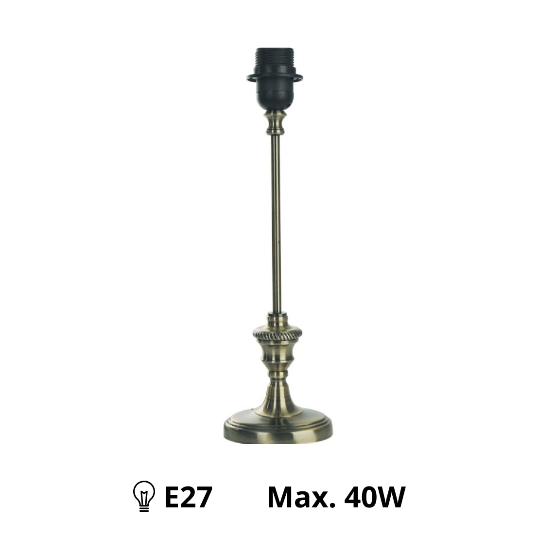 Various Metal Lamp Base Oval Bronze – Elegant Design at 38 cm Height with E27 Socket