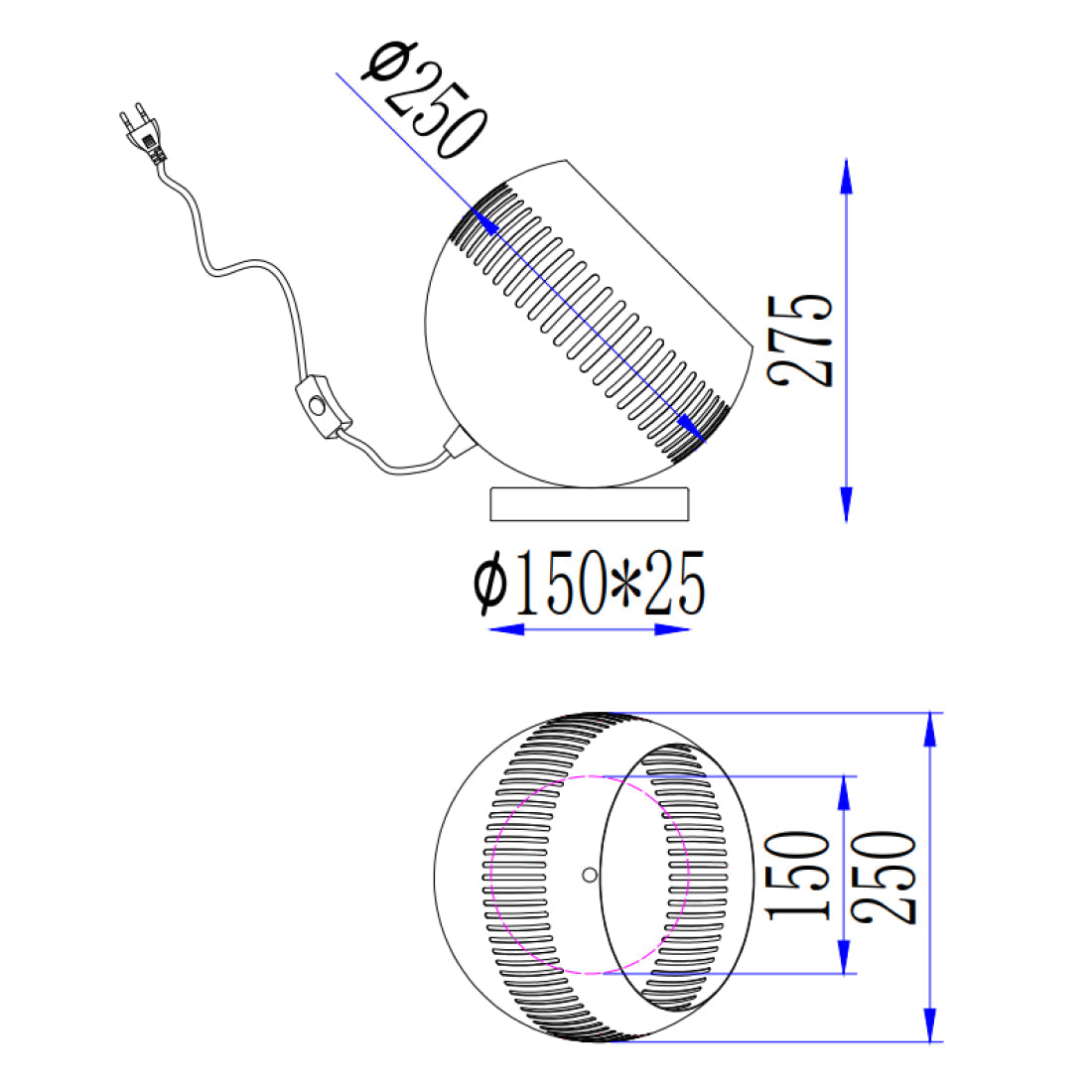 Diverse Globe Tafellamp – Industrieel & Modern – Zwart – Ø 25 cm – E27