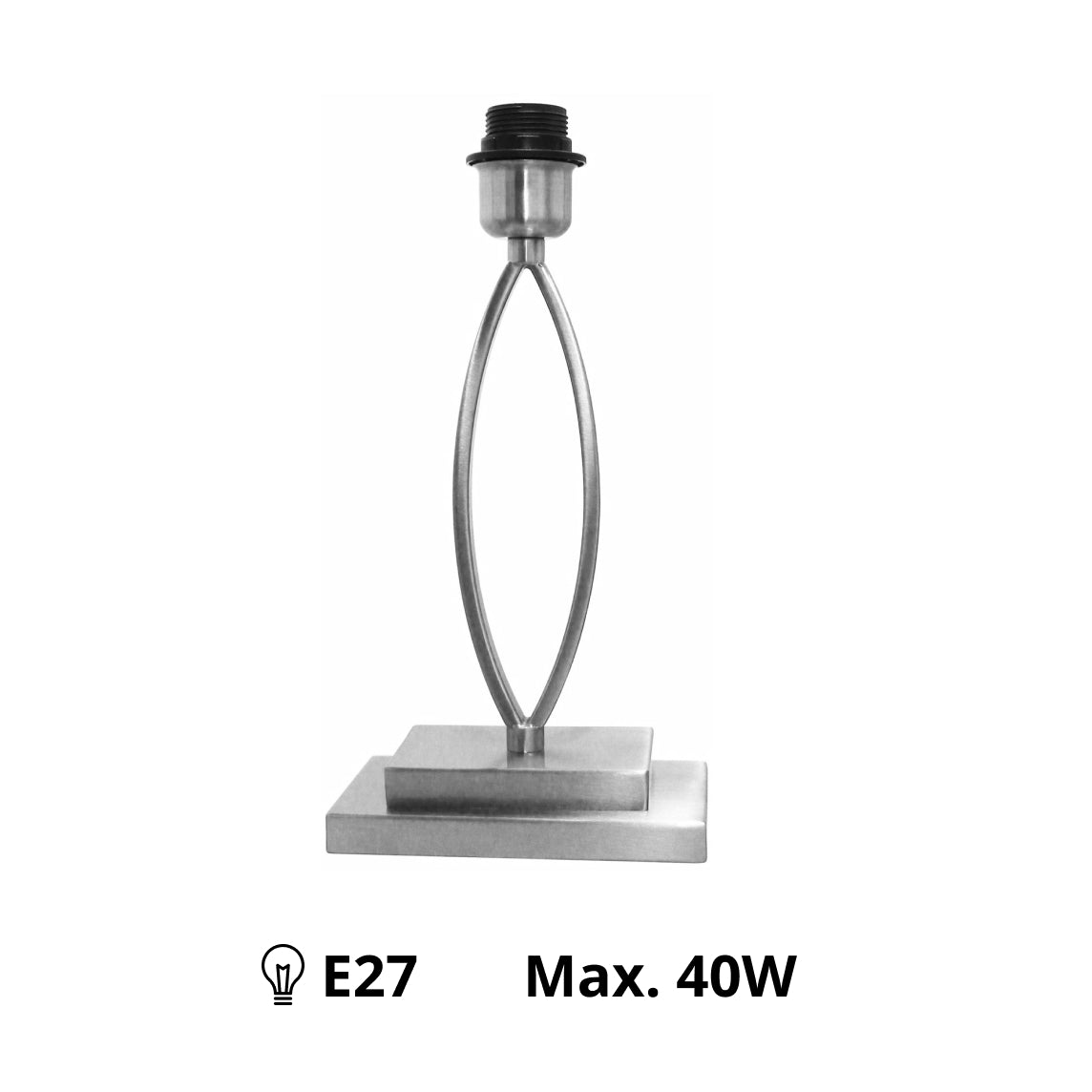 Various Metal Lamp Base in Matt Nickel – Height 38 cm and E27 Socket