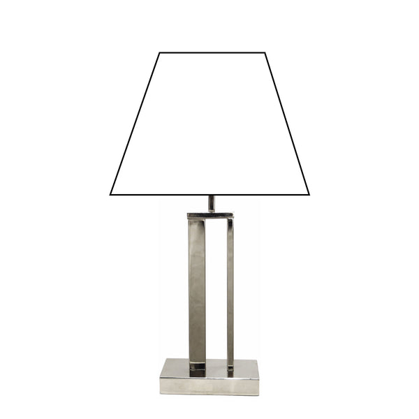 Metall-Lampenfuß Nickel 38 cm, stabile runde Basis mit E27-Fassung – ideal für stilvolle Beleuchtung.