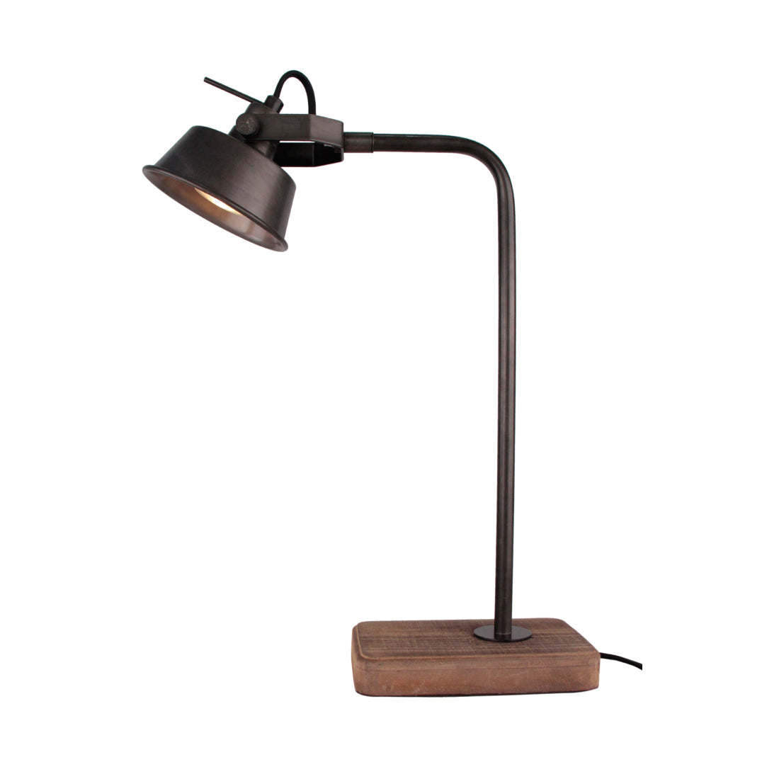 Various Max Table Lamp – Industrial Design – Black Metal & Wood – GU10 – 40 cm high