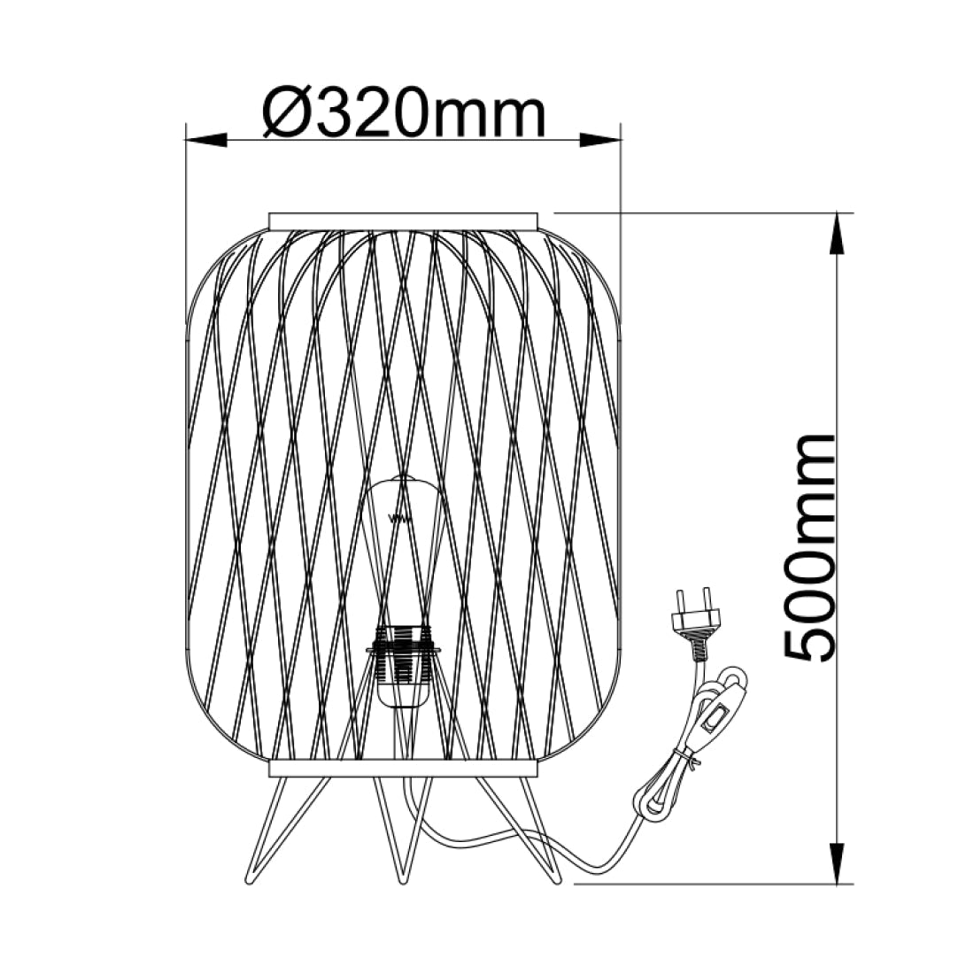 Lampada da Tavolo Naturale Cross Variabile – 1-bulbo – Ø22 o Ø32 cm