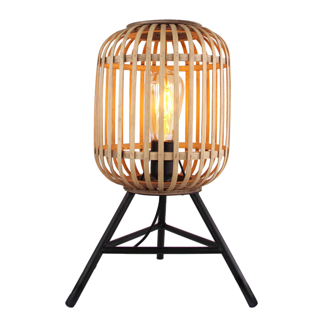 Various Table Lamp - Rattan Shade - Ø22cm - Total Height 42cm - Metal Tripod - Stylish Table Lamp