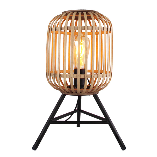 Various Table Lamp - Rattan Shade - Ø22cm - Total Height 42cm - Metal Tripod - Stylish Table Lamp