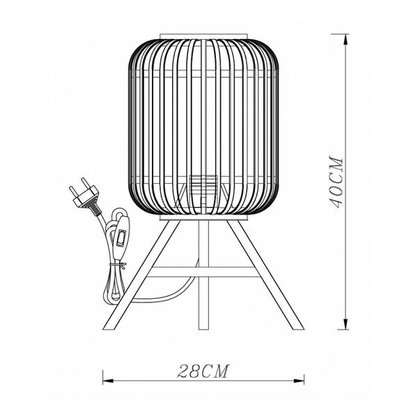 Various Table Lamp - Rattan Shade - Ø22cm - Total Height 42cm - Metal Tripod - Stylish Table Lamp