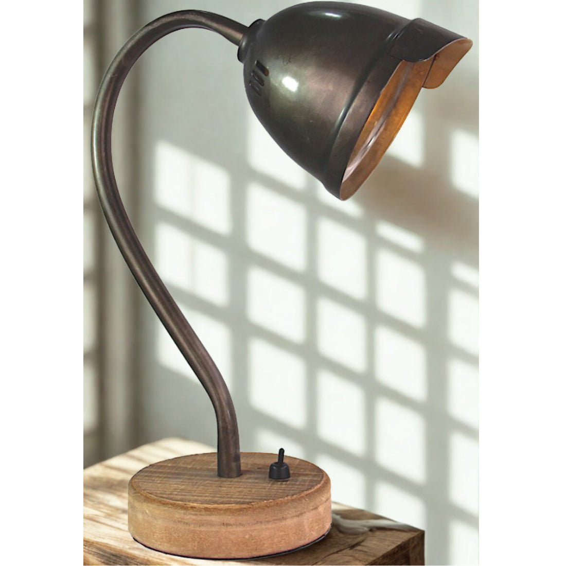 Various Table Lamp – Industrial Look – Black Steel & Wood – GU10 – 31 cm high