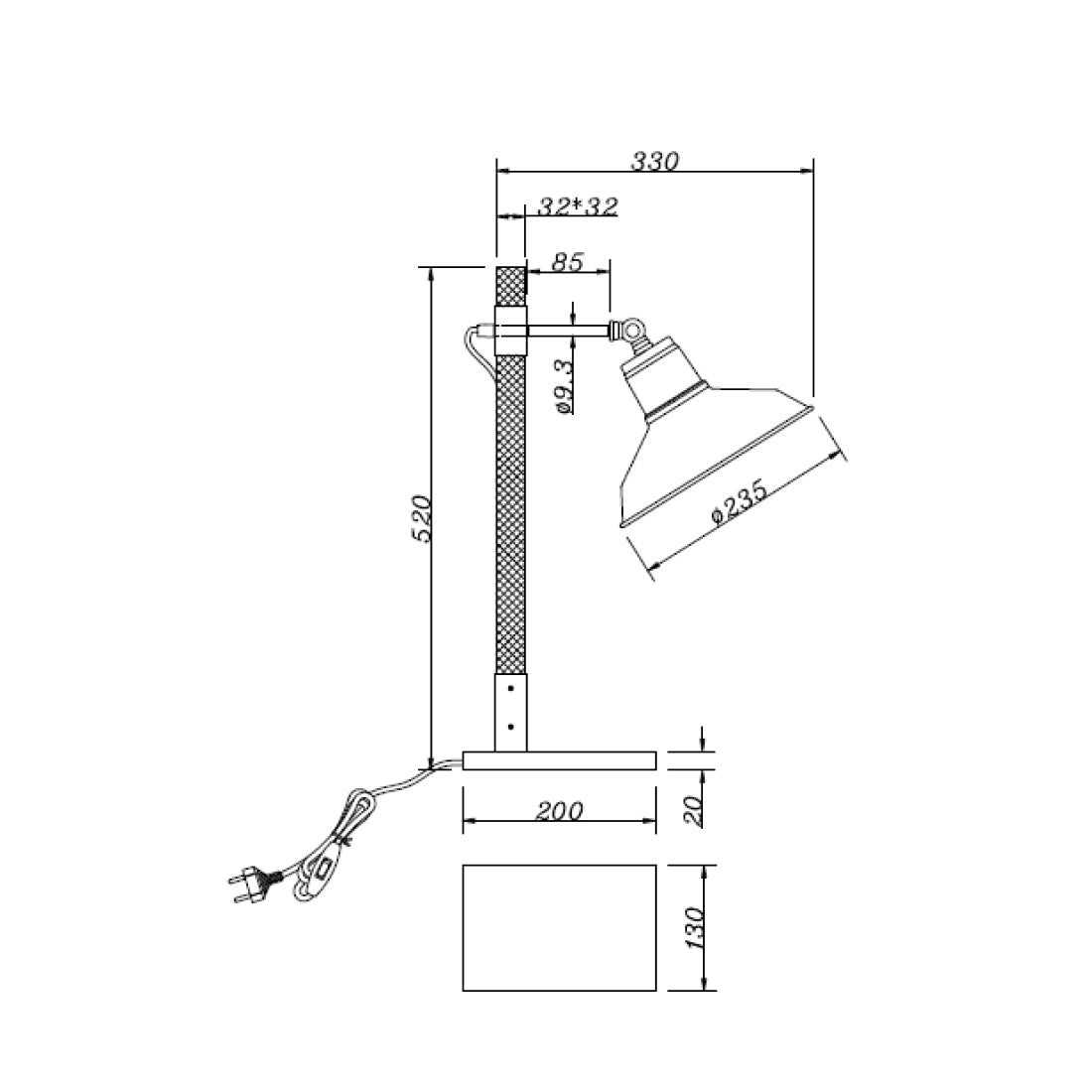 Various Max Table Lamp – Black – Industrial Design – 45 cm Height