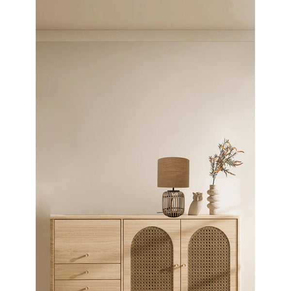 Lampada da Tavolo Vari Vari – Bambù – Nero o Naturale – 2 Dimensioni – E27 – Atmosfera Boho Elegante