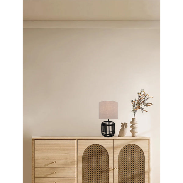 Lampada da Tavolo Vari Vari – Bambù – Nero o Naturale – 2 Dimensioni – E27 – Atmosfera Boho Elegante
