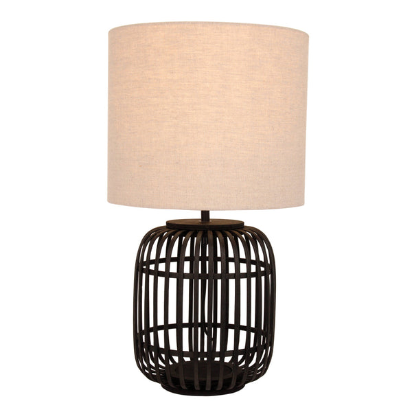 Lampada da Tavolo Intrecciata Vari – Bambù – Nera o Naturale – 2 Dimensioni – E27 – Atmosfera Boho Elegante