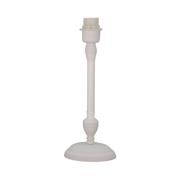 Weißer Lampenfuß aus Metall, 35 cm hoch mit E27-Fassung, schlicht und vielseitig kombinierbar.