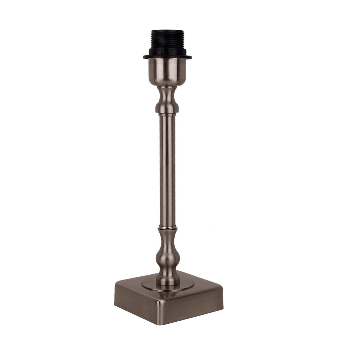 Various Metal Lamp Base – Matte Nickel – Height 33 cm, E27 Socket, Square Base