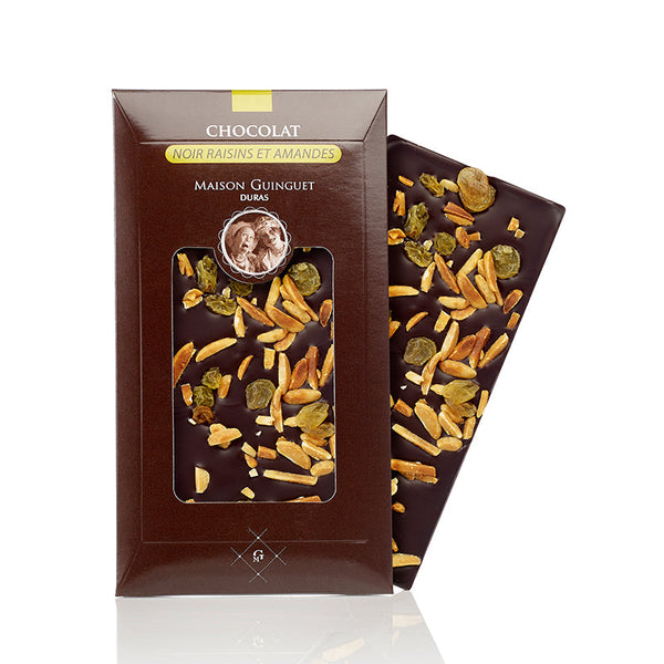 Barre de chocolat noir aux RAISINS et AMANDES