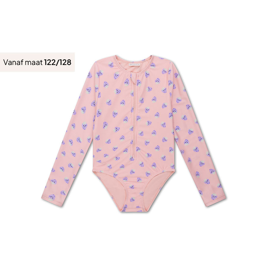 Blackberry | Costume da bagno UV per ragazze Rosa/Viola con maniche lunghe