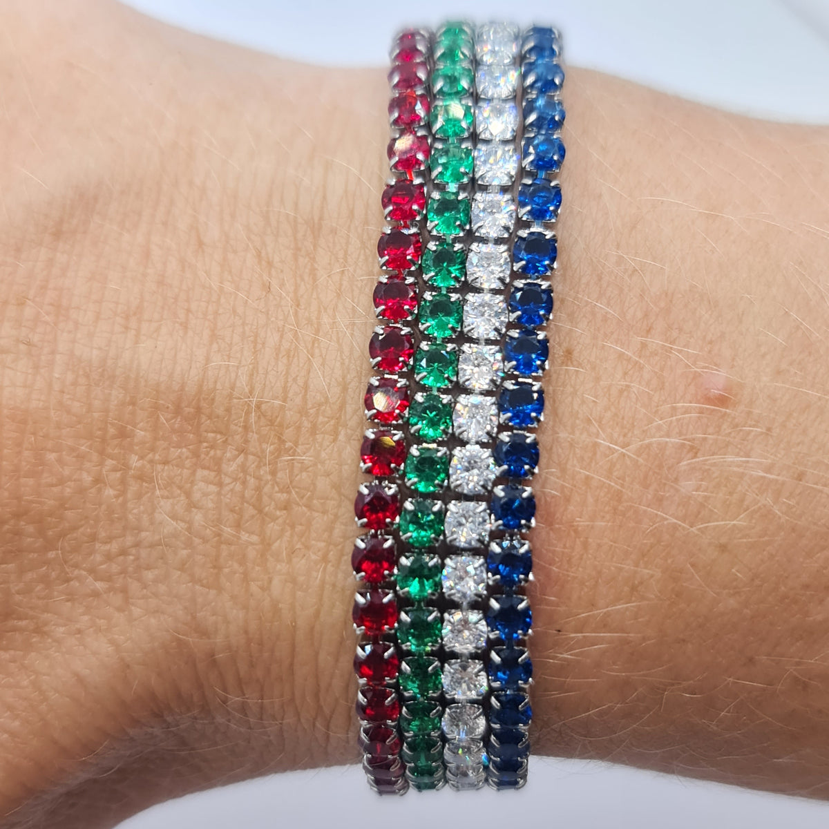 BISUTERÍA DE TENIS DE ACERO CON ZIRCONIA AZUL MM 3.00