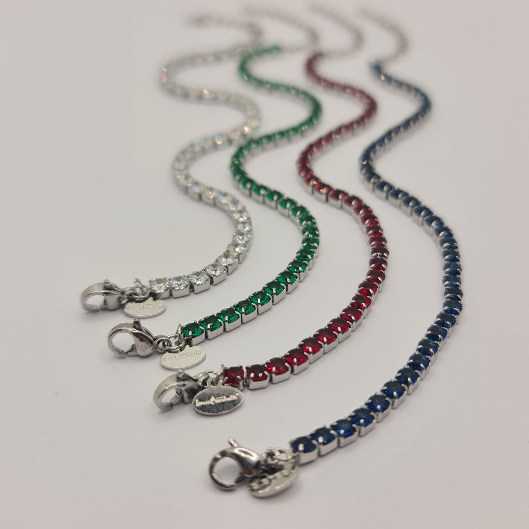 STEEL TENNIS BRACELET WITH BLUE ZIRCONIA MM 3.00