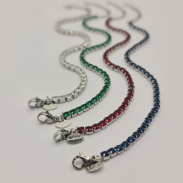 BISUTERÍA DE TENIS DE ACERO CON ZIRCONIA AZUL MM 3.00