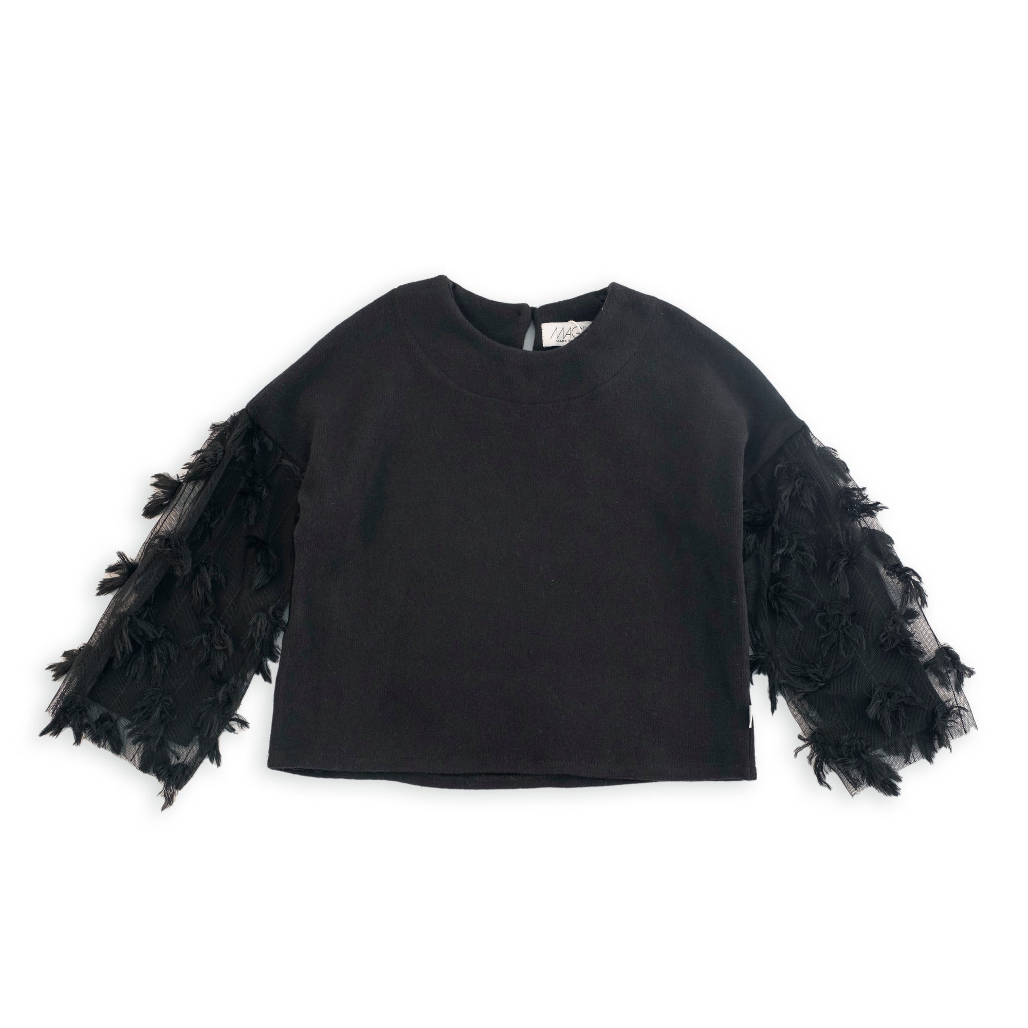 Maglia Caldo Cotone Con Tulle Lavorato