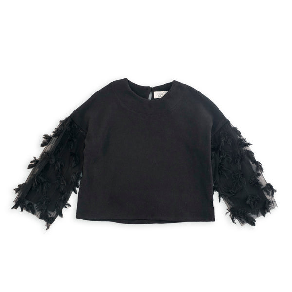 Maglia Caldo Cotone Con Tulle Lavorato