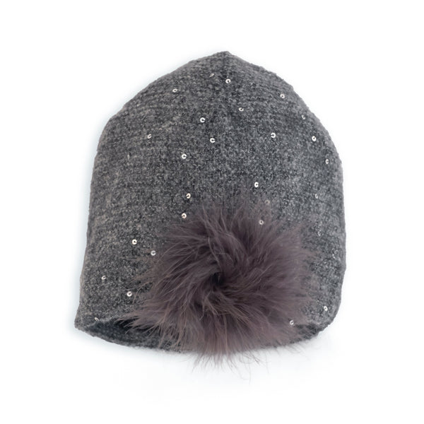 CAPPELLO GRIGIO CON PIUME