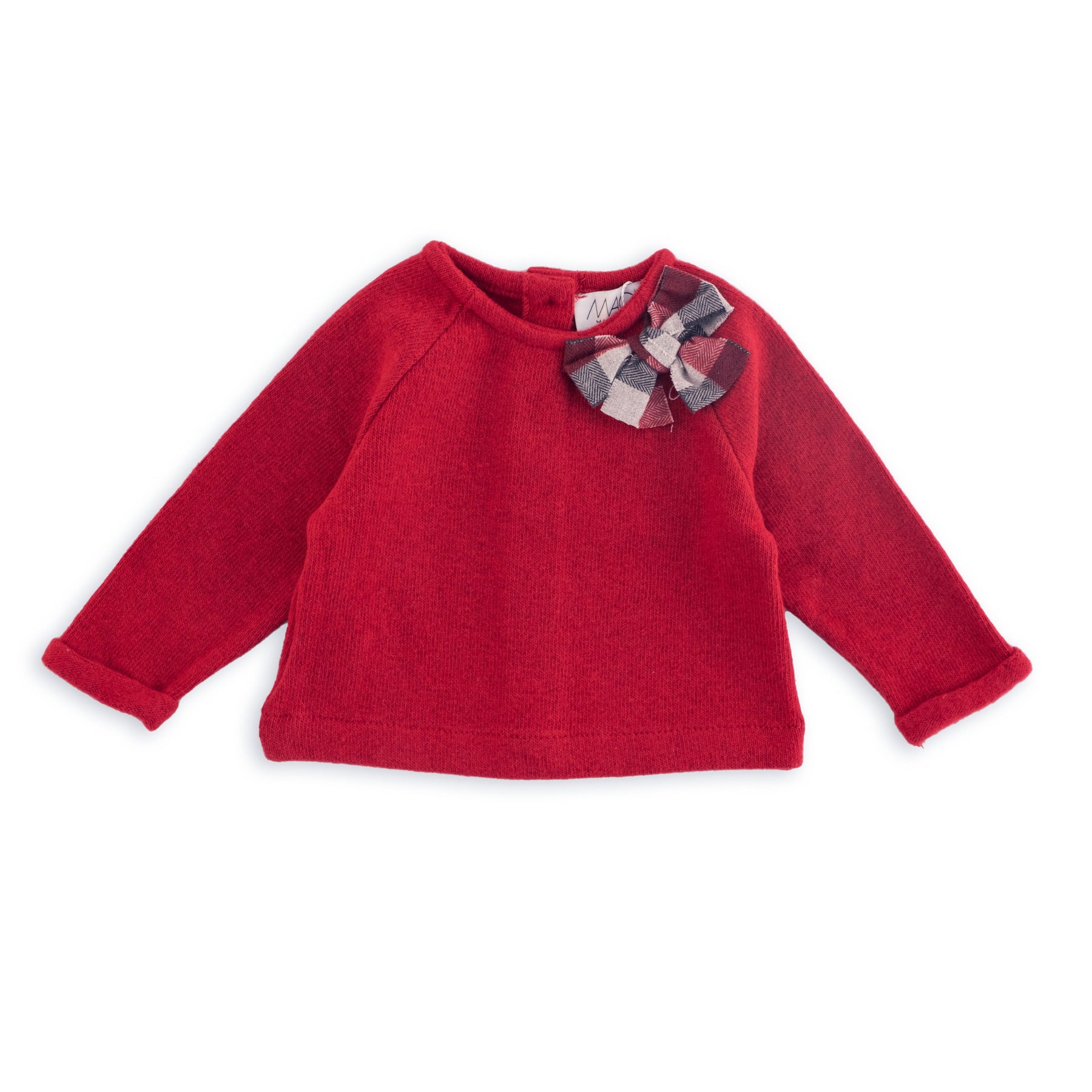 MAGLIA IN CALDO COTONE CON FIOCCO SCOZZESE