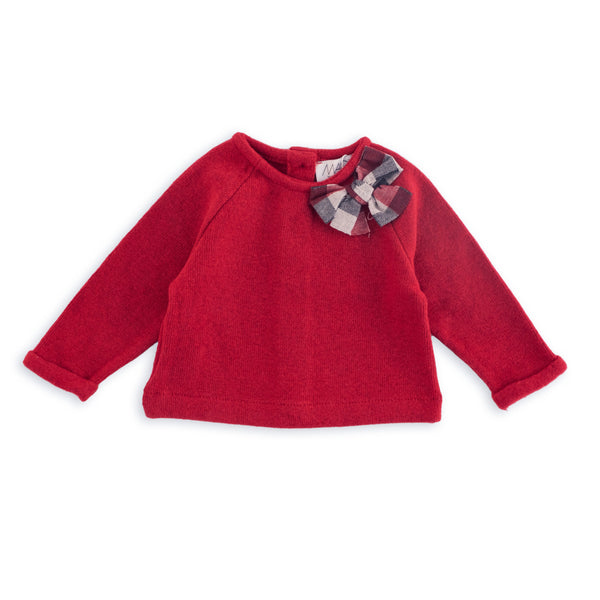 MAGLIA IN CALDO COTONE CON FIOCCO SCOZZESE