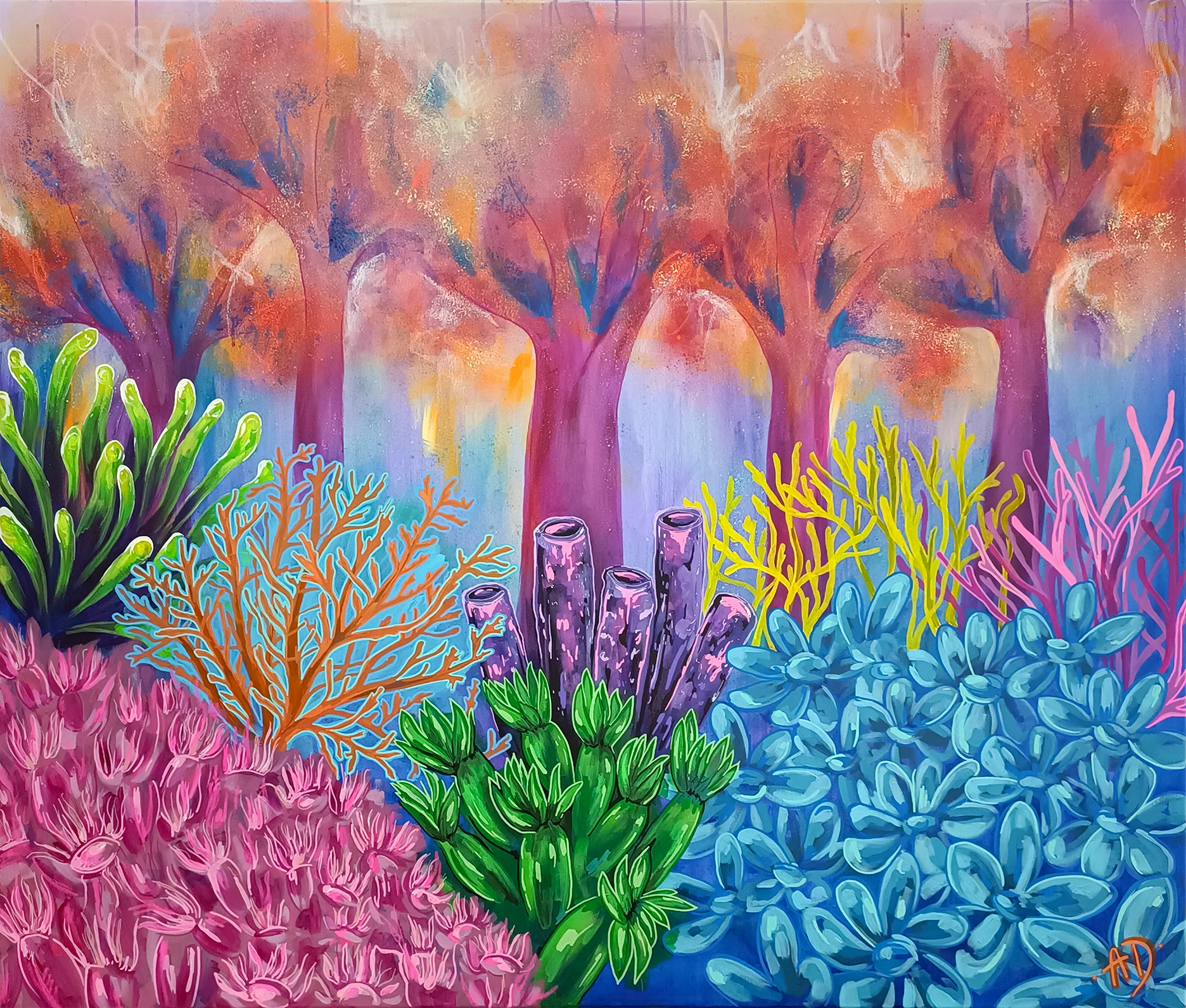 The pink trees original painting