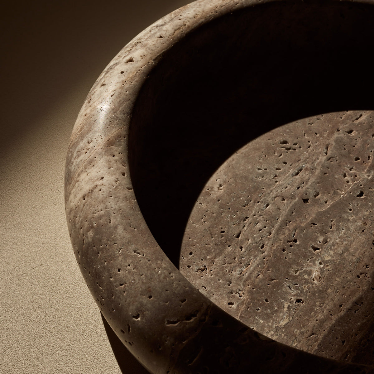 Titanium travertine turban bowl 40cm