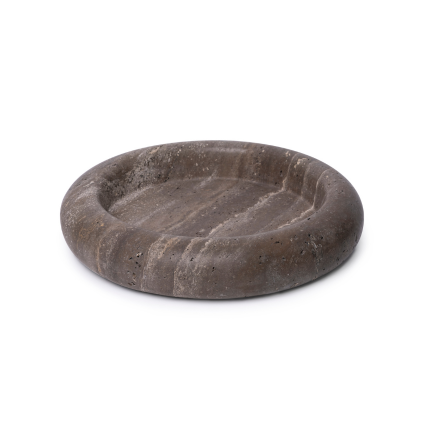 Ciotola turban in travertino titanio 40cm