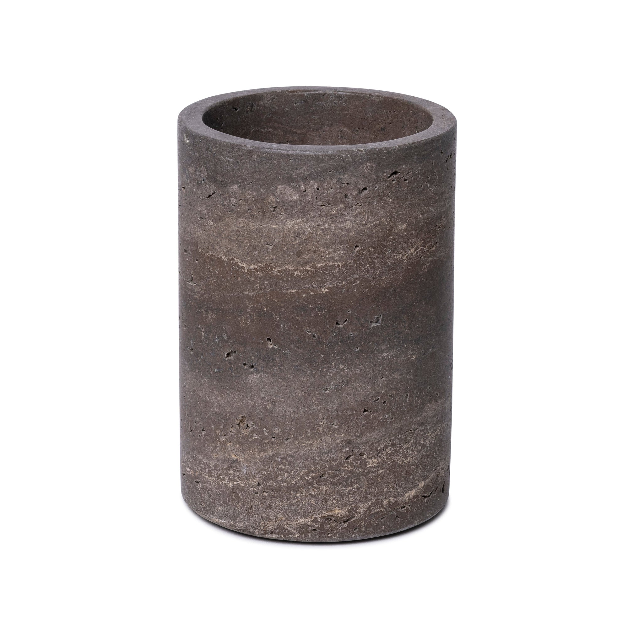 Vaso/portaghiaccio in travertino titanio Ø12x18cm