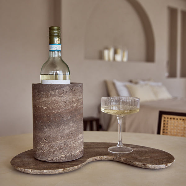 Jarrón/enfriador de vino de travertino titanio Ø12x18cm